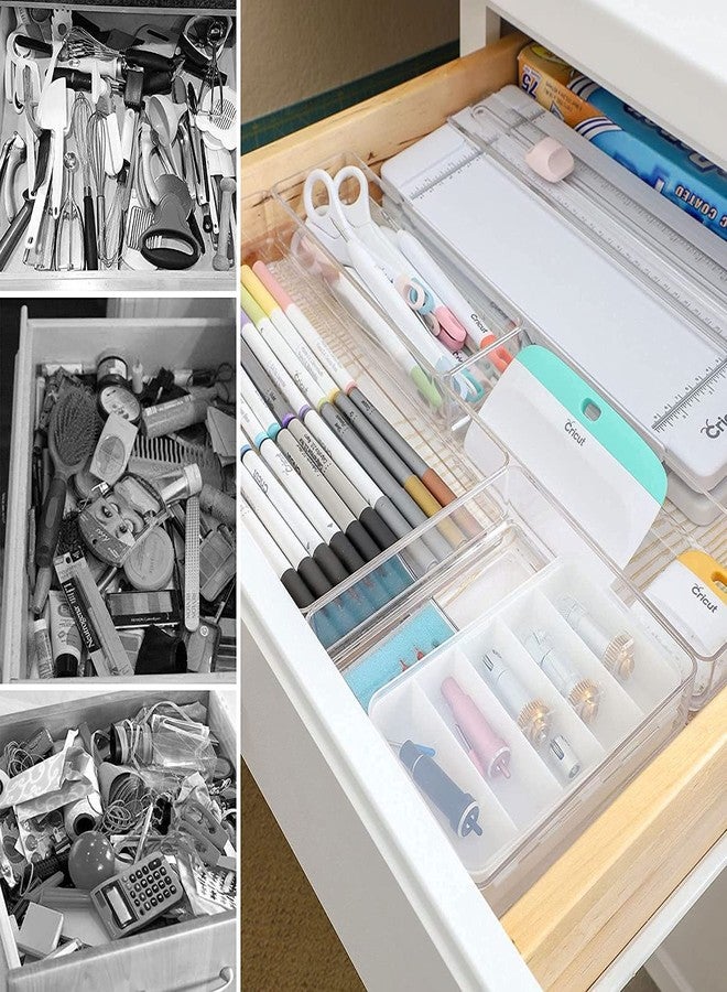 Xpandio Clear Plastic Drawer Organizers Set, Versatile Bathroom and Vanity Drawer Organizer Trays, Storage Bins for Makeup, Bedroom, Kitchen Gadgets Utensils and Office (4 PC LARGE TRAY) - Image 3